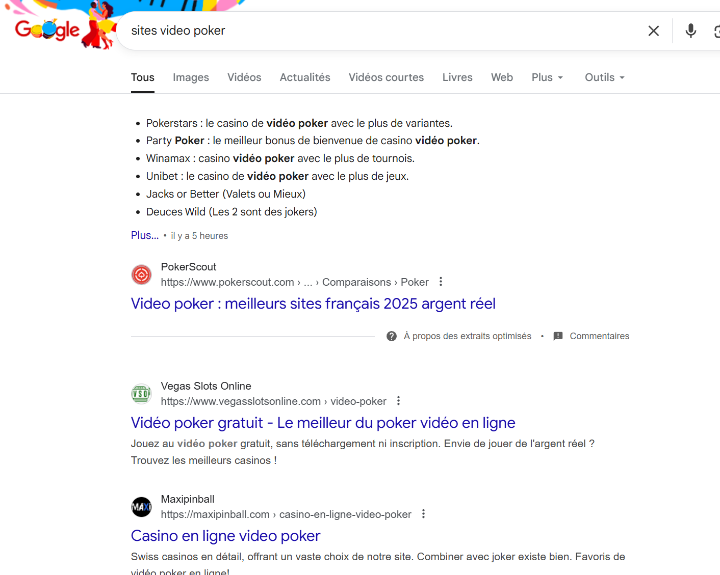 Capture : « sites video poker »